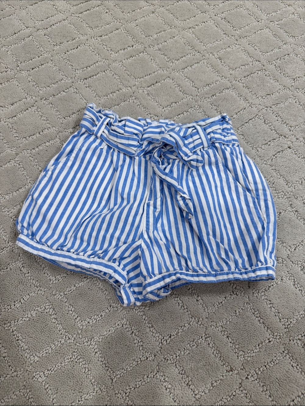 Girls Blue Striped Shorts